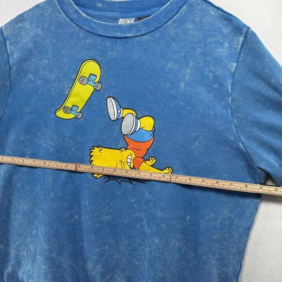 Simpsons Bart Skateboard Graphic Sweatshirt XXL Blue Acid Wash Retro 90s Style - Picture 9 of 12